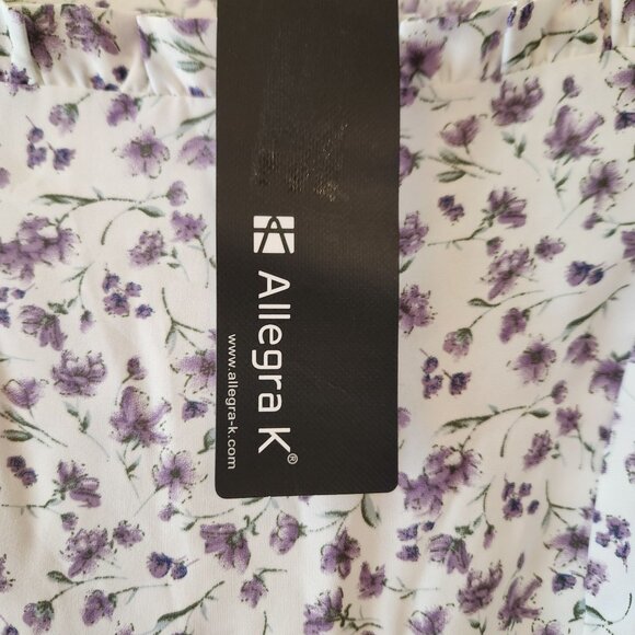 Allegra K Womens Floral Dress Short Sleeve Ruffle Hem Purple Flowers XS NWT - Picture 8 of 16